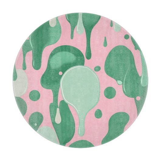 Roze Mintgroen Smeltende Drip Patroon Abstract  Snijplank (Voorkant)