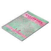 Roze Mintgroene Baby Shower Gastboek Notitieboek (Linkerzijde)