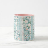 Roze Mintgroene Bloemengingham Grand Millennial Mok (Midden)