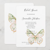 Roze Mintgroene Gouden Vlinder Bruiloft Feest Kaart (Voorkant / Achterkant)