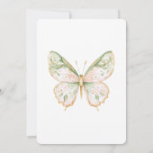 Roze Mintgroene Gouden Vlinder Bruiloft Feest Kaart (Achterkant)