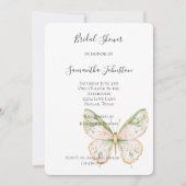 Roze Mintgroene Gouden Vlinder Bruiloft Feest Kaart (Voorkant)
