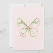 Roze Mintgroene Gouden Vlinder Bruiloft Kaart (Achterkant)