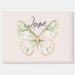 Roze Mintgroene Gouden Vlinder Liefde Magneet