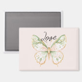 Roze Mintgroene Gouden Vlinder Liefde Magneet (Voorkant / Achterkant)