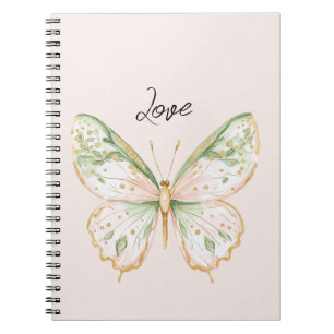 Roze Mintgroene Gouden Vlinder Liefde Notitieboek