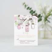 Roze Mintgroene Mason Jars RSVP Trouw Uitnodiging (Staand voorkant)