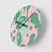 Roze Mintgroene Smeltende Druppel Patroon Abstract Ronde Klok (Hoek)
