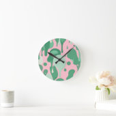 Roze Mintgroene Smeltende Druppel Patroon Abstract Ronde Klok (Huis)