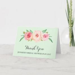 Roze Mintgroene Trouw Bruiloft Dank Je Bedankkaart