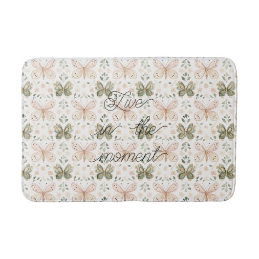 Roze Mintgroene Vlinders  Badmat (Voorkant)