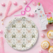 Roze Mintgroene Vlinders Bruiloft Papieren Bordje (Feest)
