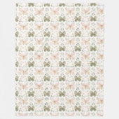 Roze Mintgroene Vlinders  Fleece Deken (Voorkant)