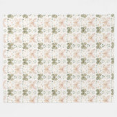 Roze Mintgroene Vlinders  Fleece Deken (Voorkant (Horizontaal))