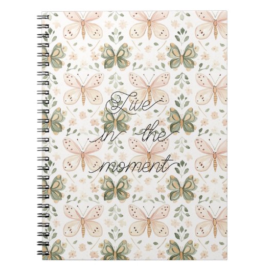 Roze Mintgroene Vlinders  Notitieboek (Voorkant)