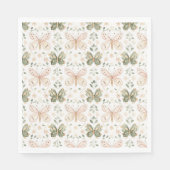 Roze Mintgroene Vlinders Servet (Voorkant)
