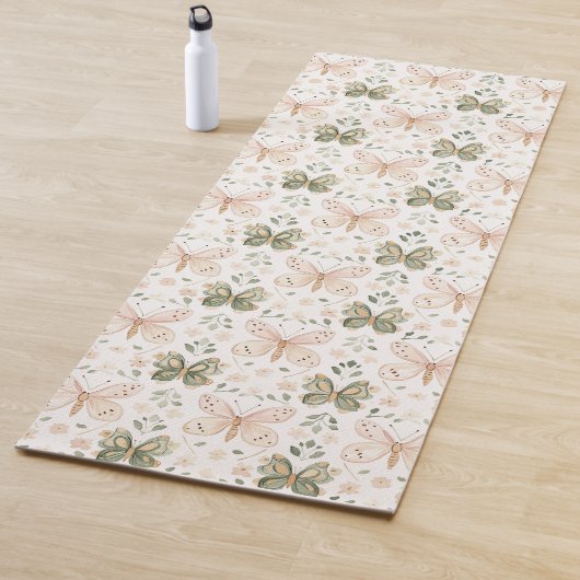 Roze Mintgroene Vlinders  Yogamat (In situ)