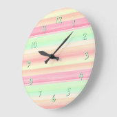 Roze Mintgroene Waterverf Strepen Patroon Grote Klok (Hoek)