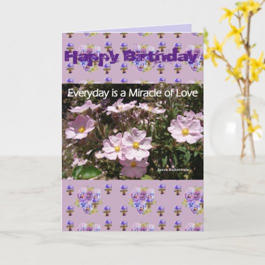 Roze mirakel van de Liefde Bloem Floral Foto Kaart (Gele Bloem)