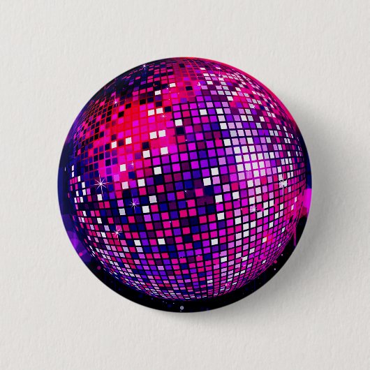 Roze Mirror Ball Ronde Button 5,7 Cm (Voorkant)