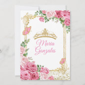 Roze Mis Quince 15 Anos Vlinder Gouden Kroon Kaart (Achterkant)