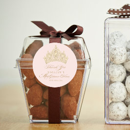 Roze Mis Quince Anos Gouden Tiara Elegante Sticker