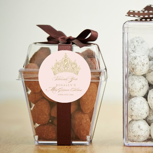 Roze Mis Quince Anos Gouden Tiara Elegante Sticker