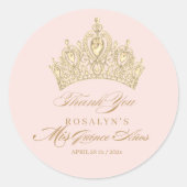 Roze Mis Quince Anos Gouden Tiara Elegante Sticker (Voorkant)