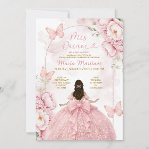 Roze Mis Quince Uitnodiging met Prinses Meisje