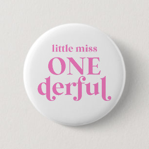 Roze Miss ONEderful 1st Eerste verjaardag Ronde Button 5,7 Cm