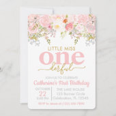 Roze Miss ONEderful Girl First Birthday Kaart (Voorkant)