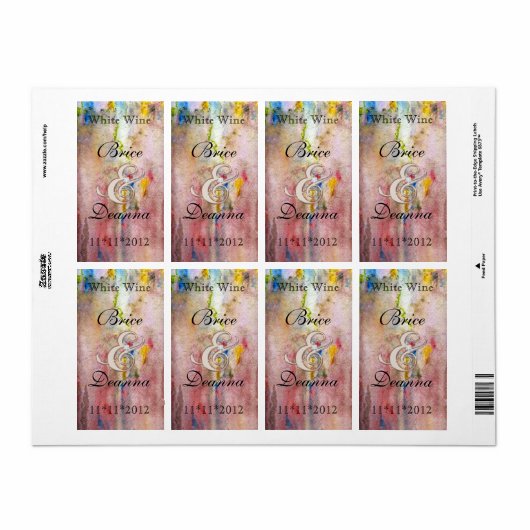 Roze Mist Champange Bruiloft Wijn Label (Full Sheet)