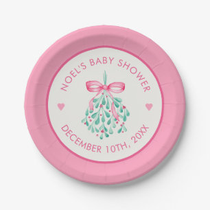 Roze Mistletoe Baby shower Borden voor Meisjes Papieren Bordje