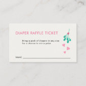 Roze Mistletoe Baby shower Luier Raffle Kaart (Voorkant)