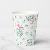 Roze Mistletoe Baby shower Papieren Cups Bekers (Achterkant)