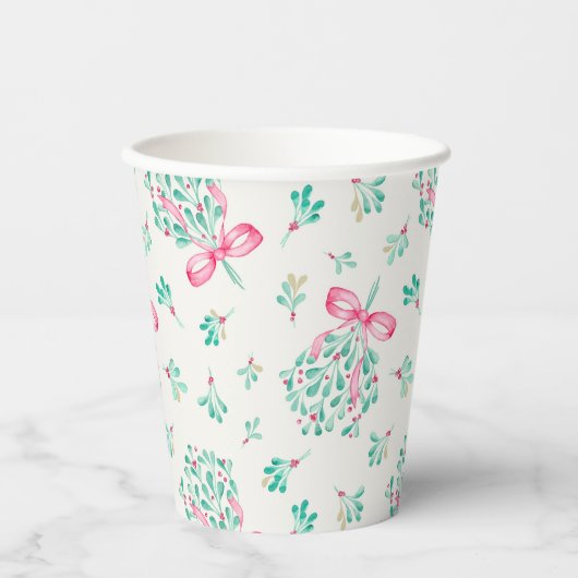 Roze Mistletoe Baby shower Papieren Cups Bekers (Voorkant)