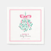 Roze Mistletoe Baby shower servetten voor meisjes (Voorkant)
