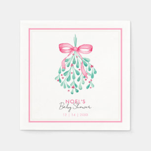 Roze Mistletoe Baby shower servetten voor meisjes