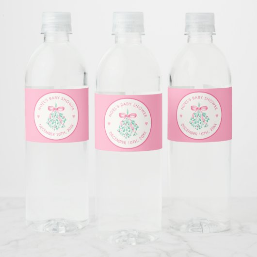 Roze Mistletoe Baby shower Waterflesetiket Waterfles Etiket (Flessen)