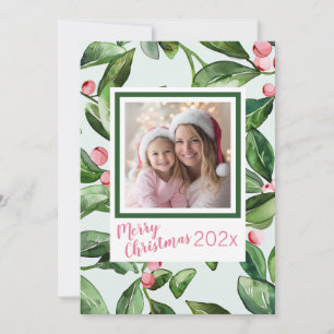 Roze Mistletoe Foto Vrolijke Kerst Kaart
