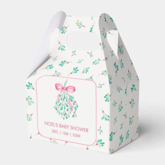 Roze Mistletoe Kerst Baby shower Favoriet Box Bedankdoosjes (Voorkant Zijde)