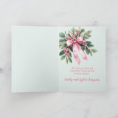 Roze Mistletoe Vrolijke Kerstkaart Feestdagen Kaart (Binnen)