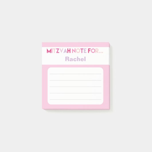 Roze Mitzvah Opmerking: 3x3 kleverige pad Post-it® Notes (Voorkant)