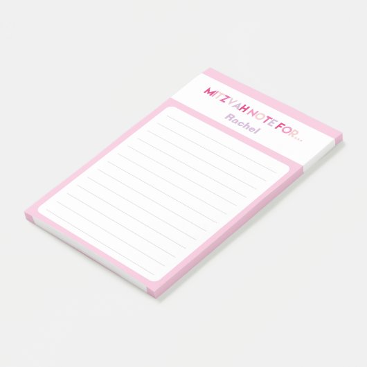 Roze Mitzvah Opmerking: 4x6 kleverig pad Post-it® Notes (Schuin)