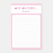 Roze Mitzvah Opmerking: 4x6 kleverig pad Post-it® Notes (Voorkant)