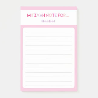 Roze Mitzvah Opmerking: 4x6 kleverig pad Post-it® Notes