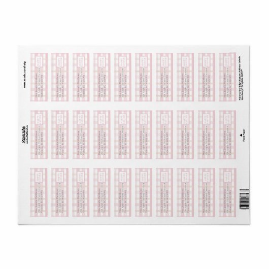 Roze Mix Plaid Etiket (Full Sheet)