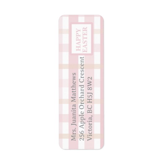 Roze Mix Plaid Etiket (Voorkant)