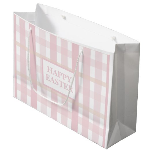 Roze Mix Plaid Groot Cadeauzakje (Voorkant Gekanteld)