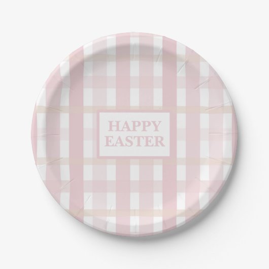 Roze Mix Plaid Papieren Bordje (Voorkant)